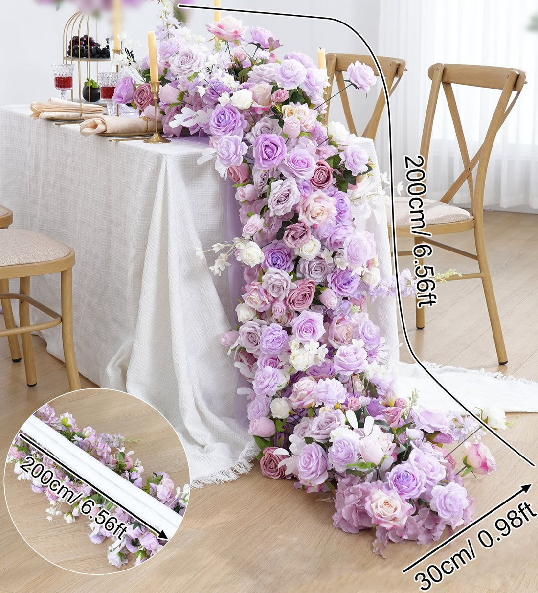 TOPTEN TR016 Artificial Flower Runner 200*40cm for Wedding Event Decoration