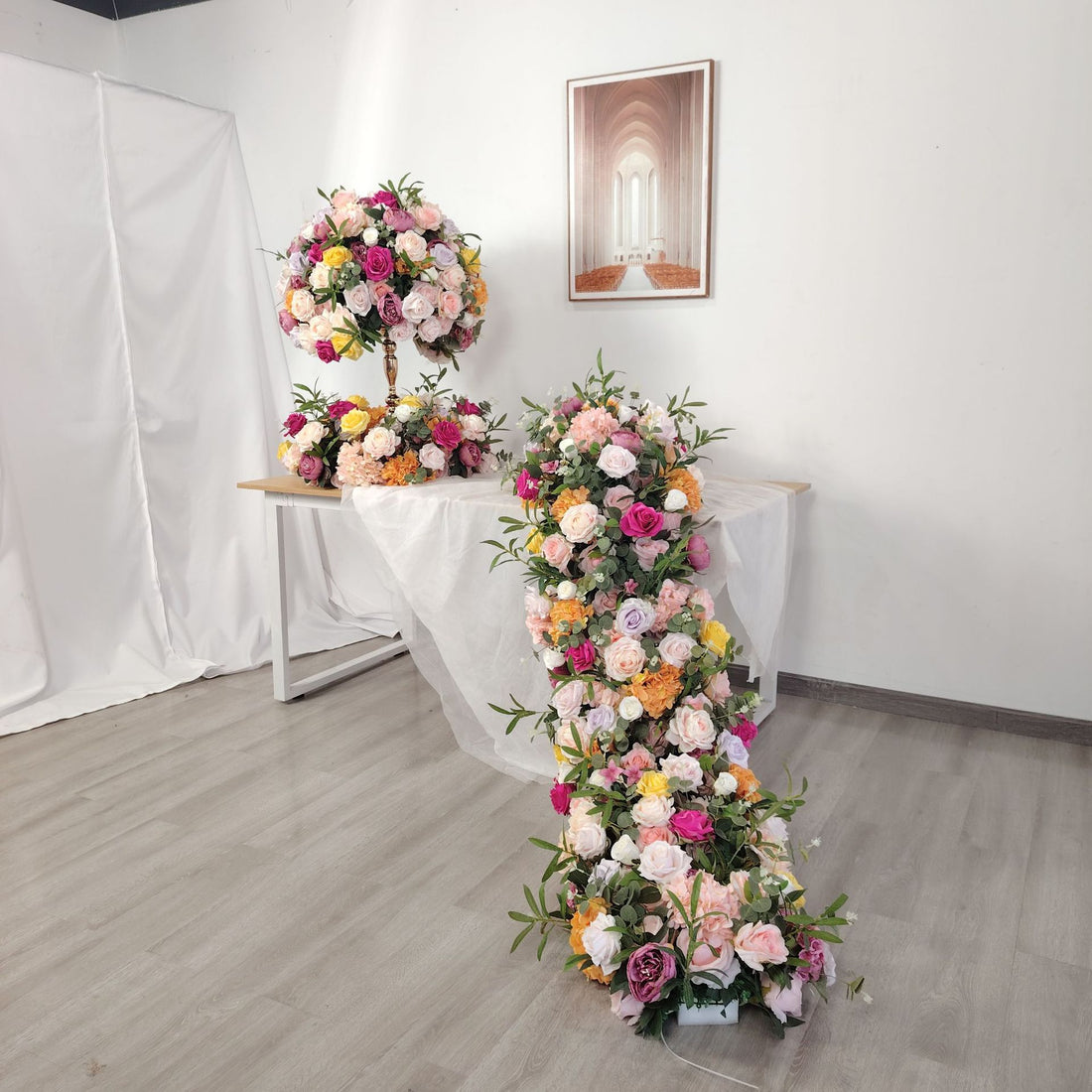 TOPTEN TR009 Artificial Flower Runner 200*45cm for Wedding Event Decoration