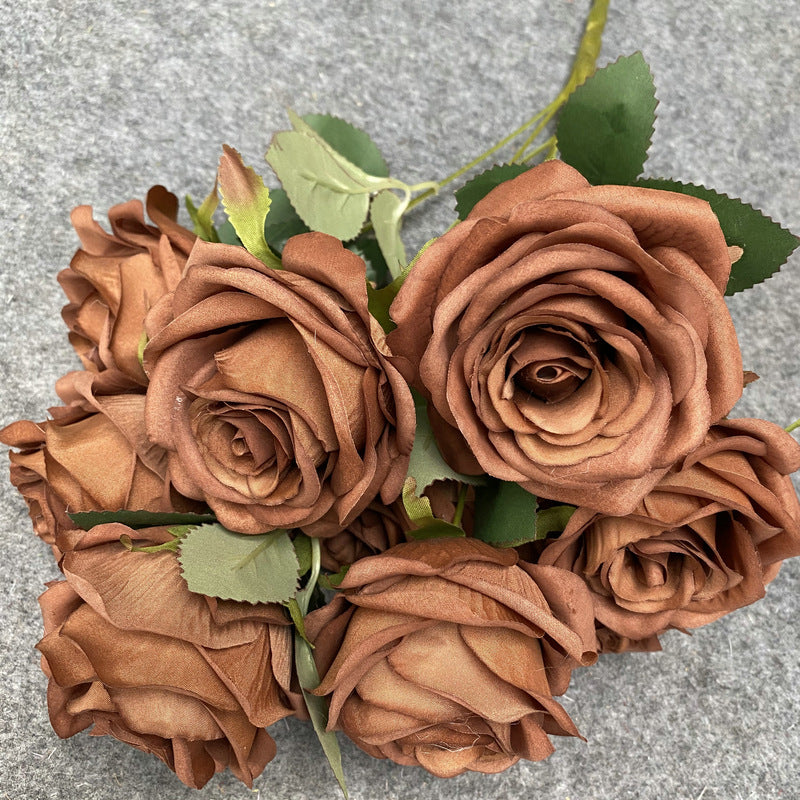 TOPTEN LF002 Artificial 9-heads Rose for Home Party Wedding Decoration