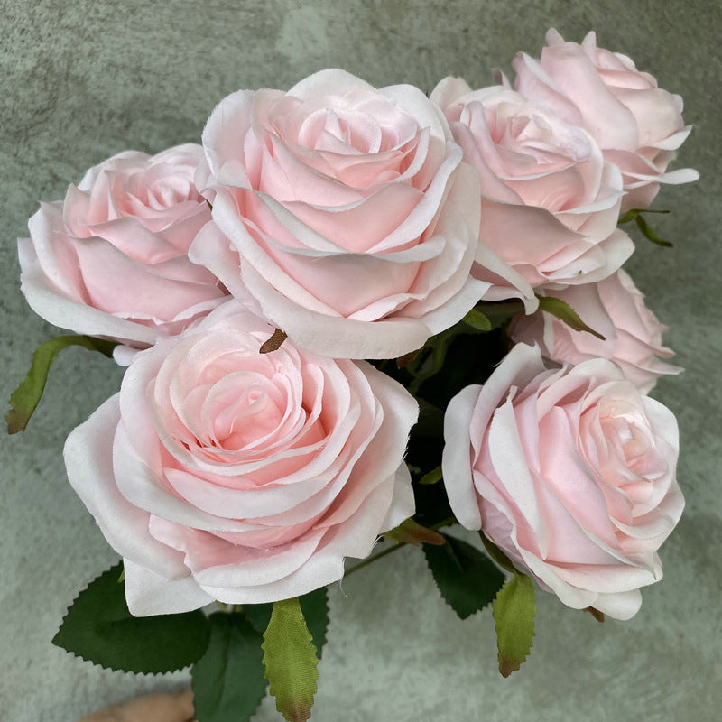TOPTEN artificial 8 heads Rose bouquets for home party wedding decoration