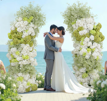 TOTEN AR023 ivory shape wedding silk flower arch to decoration