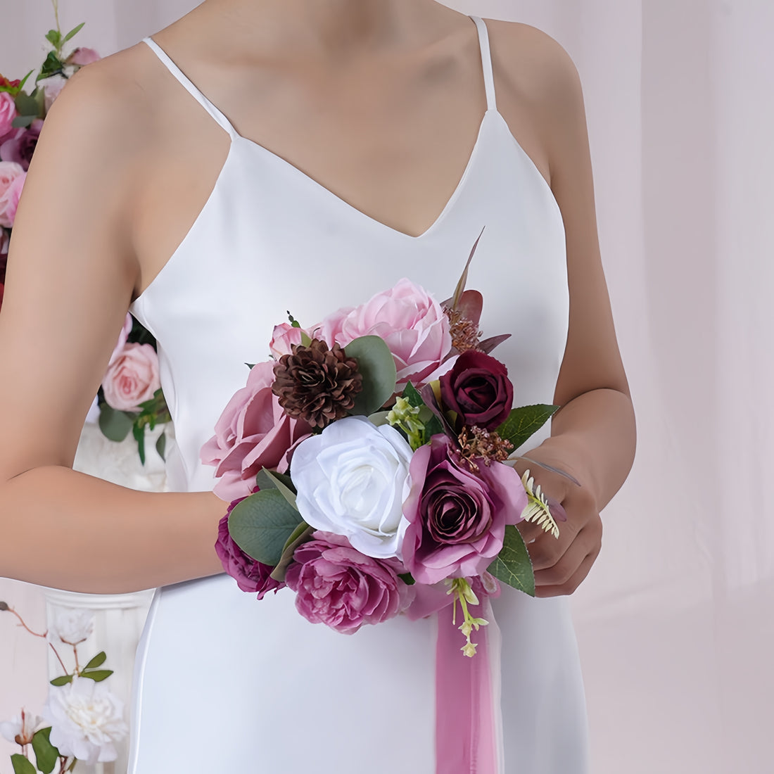 TOPTEN HB001 artificial bridal bouquet 20cm for wedding event decoration