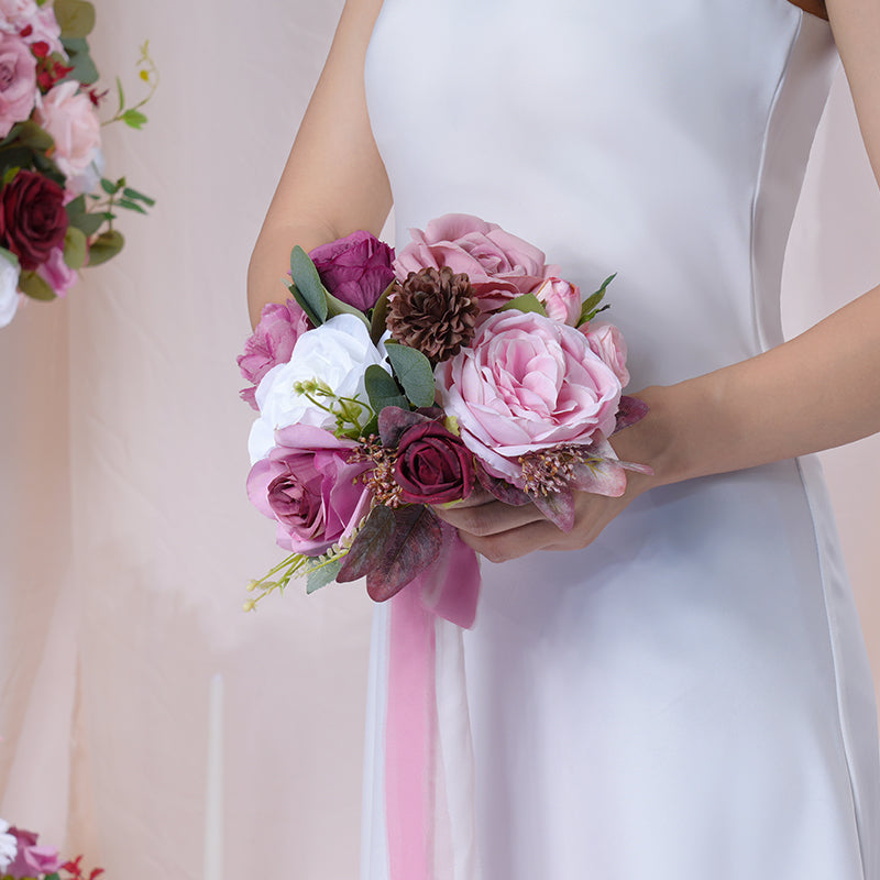 TOPTEN HB001 Artificial Bridal Bouquet 20cm for Wedding Event Decoration