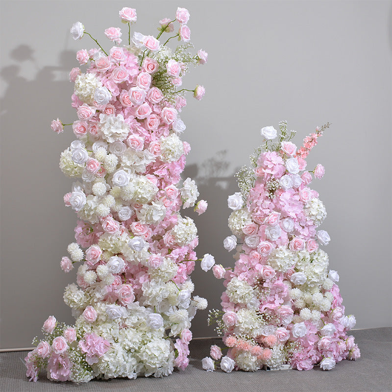 New Pink Cake Tower Set Floral Display Window Exhibition Hall Layout Fake Flower Arch Horn Decoration Row Flower Simulation Flower