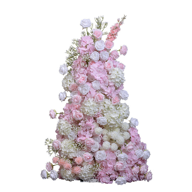 New Pink Cake Tower Set Floral Display Window Exhibition Hall Layout Fake Flower Arch Horn Decoration Row Flower Simulation Flower