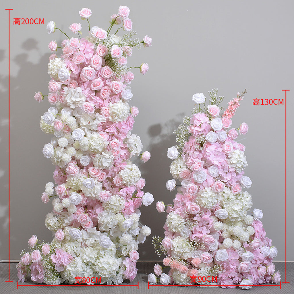 New Pink Cake Tower Set Floral Display Window Exhibition Hall Layout Fake Flower Arch Horn Decoration Row Flower Simulation Flower