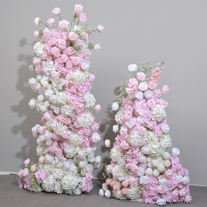 New Pink Cake Tower Set Floral Display Window Exhibition Hall Layout Fake Flower Arch Horn Decoration Row Flower Simulation Flower